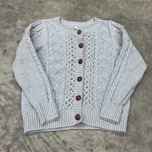 LL Bean Womens Petite Medium Gray Button Up Cardigan Sweater Classic Cabincore